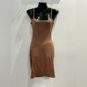 Sleek Brown Slip Dress
